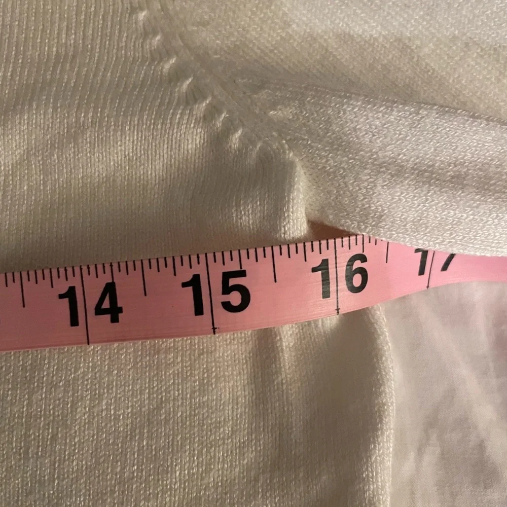 Ann Taylor Crew Neck Sweater Ivory/White Long Sleeve Lightweight